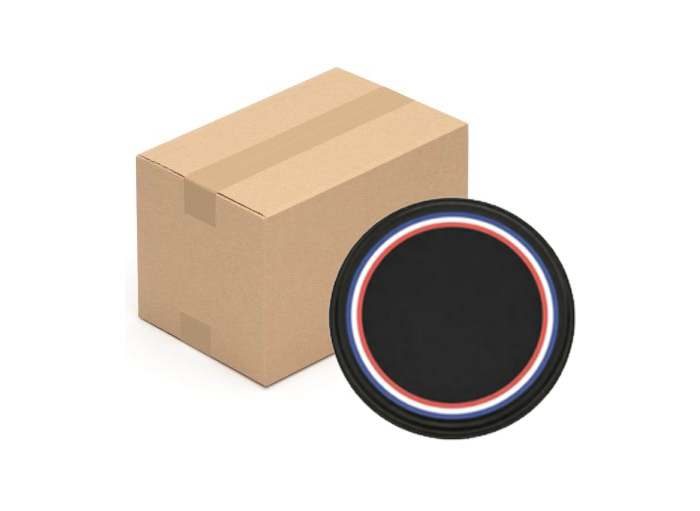 Carton de capsules noir mat avec ruban tricolore pour valoriser le miel français