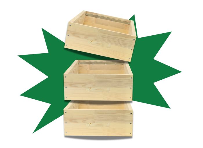 Lot de 3 hausses dadant 10 en épicéa pour 8 cadres droits