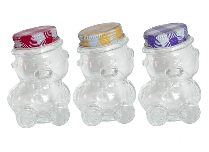 pots en verre en forme d'ourson pour le miel