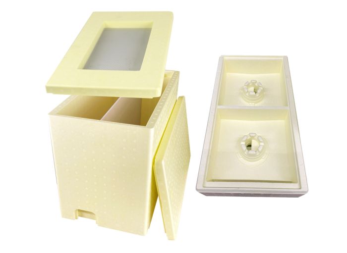 Ruchette polystyrène haute densité avec nourrisseur double pour ruchette divisible Gialapi