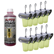 PACK de 10 pièges à frelons Veto Pharma + 1 flacon de solution attractive 500ml