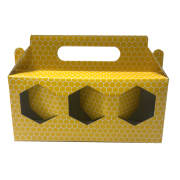 Présentoir en carton jaune pour 3 pots de 228ml TO63