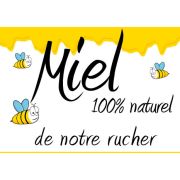 Panneau PVC "Miel en vente ici" décor fond blanc 100% naturel 42*29.5cm