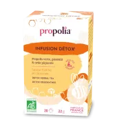 Infusion Detox BIO Propolis verte, pissenlit, citronnelle feuille, menthe poivrée, Propolia, la boite de 20 sachets