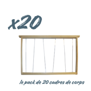 PACK de 20 cadres Dadant corps PREMIUM filé inox oblique