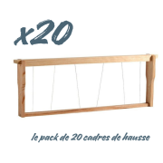PACK de 20 cadres Dadant hausse PREMIUM hausse filé inox oblique 
