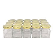 PACK de 15 pots en verre carrés CUADRO 120ml, avec capsule "Or"