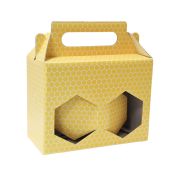 Présentoir en carton jaune pour 2 pots de 500g bas TO82