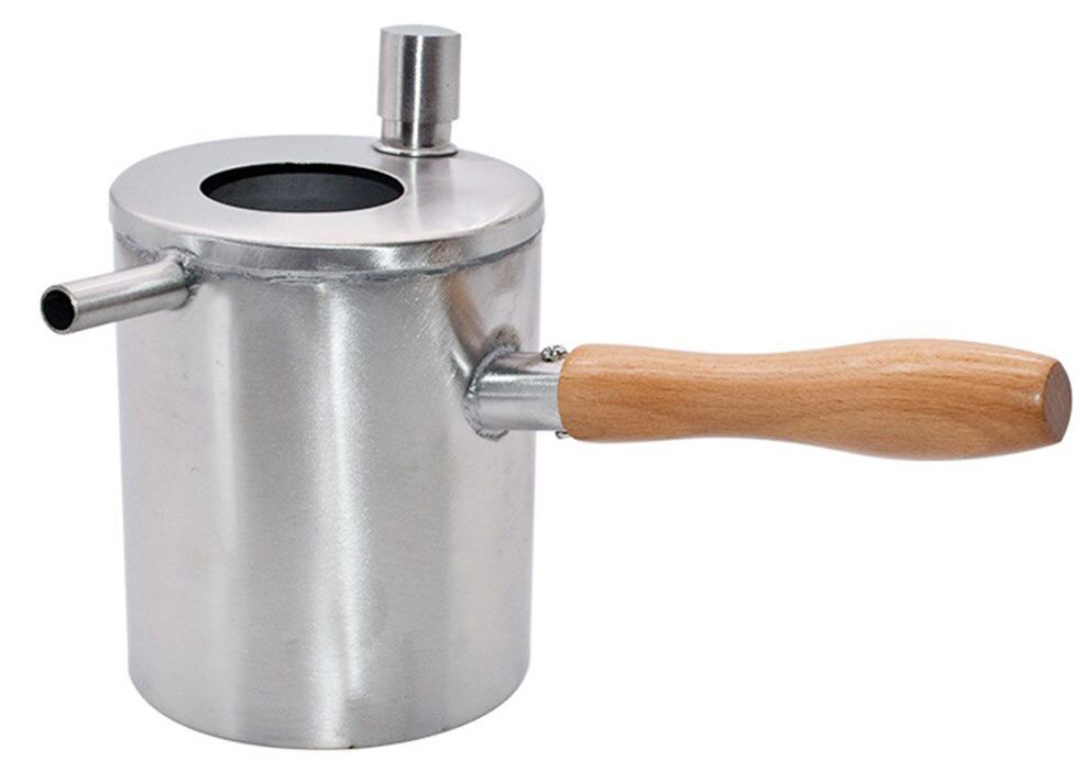 Burette double paroi en inox et bois Montage des cires Naturapi