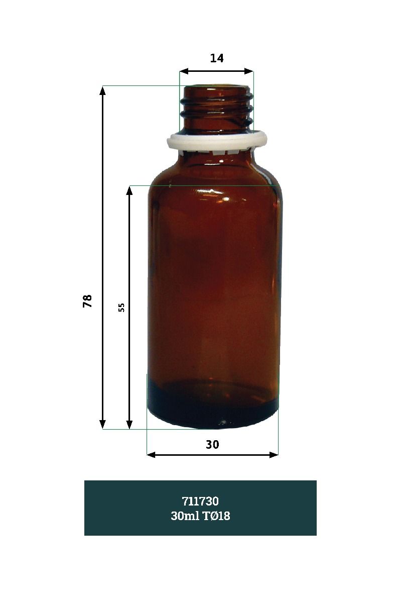 Flacon verre ambré 30ml TO18, LE PACK DE 104 - Flacons ambrés - Naturapi :  Tout pour l'apiculteur
