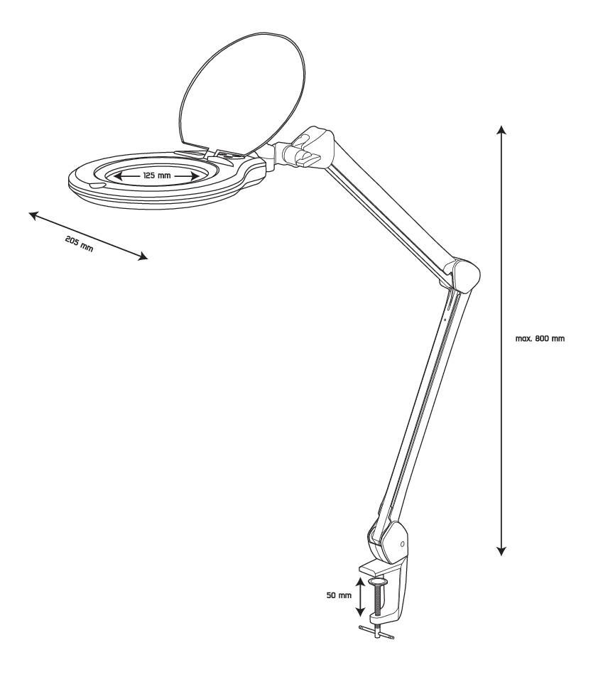 Lampe-loupe articulée 2,25X - 60 LED - Intensité réglable