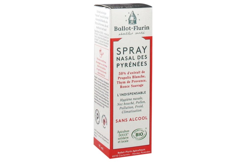 Ballot Flurin Spray Nasal Propolis Bio – Dégage Nez Bouché Adulte & Enfant – Hygiène Naturelle Pollution & Pollen – 15 Ml Fabriqué En France