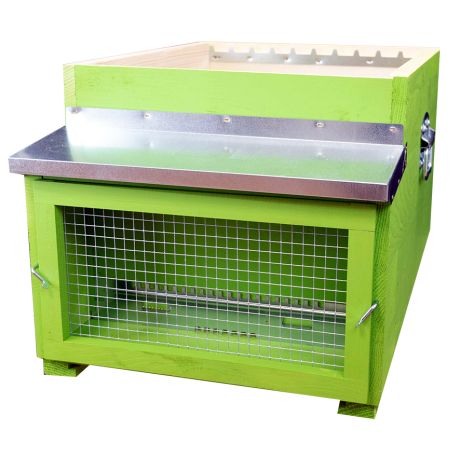 Ruche Dadant 10 ANTI FRELON verte (plancher + corps + muselière anti-frelon)