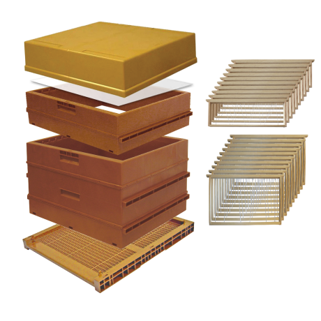 Ruche Dadant 10 NICOTPLAST en plastique complète avec hausses et cadres