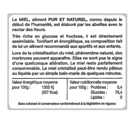 Étiquette info " le miel ...", le rouleau de 100