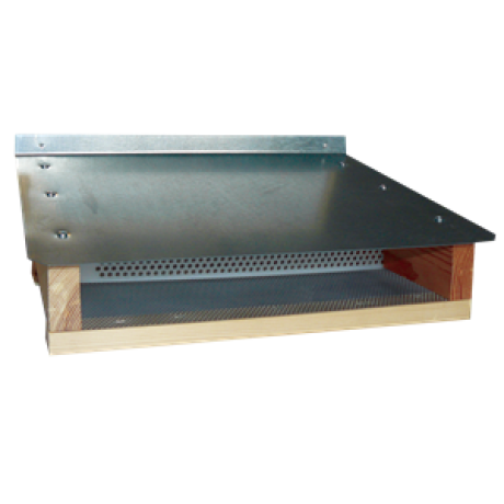 Trappe à pollen entrée bois Dadant 10 longue tolée tiroir inox/bois