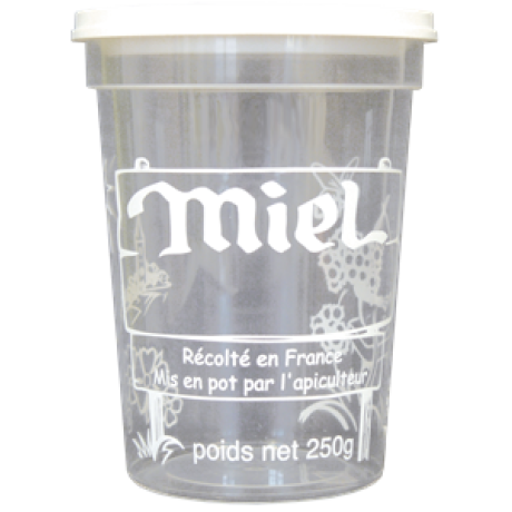Pot plastique avec épaulement Nicot "miel" 190 ml (250 g miel), LE SACHET DE 25