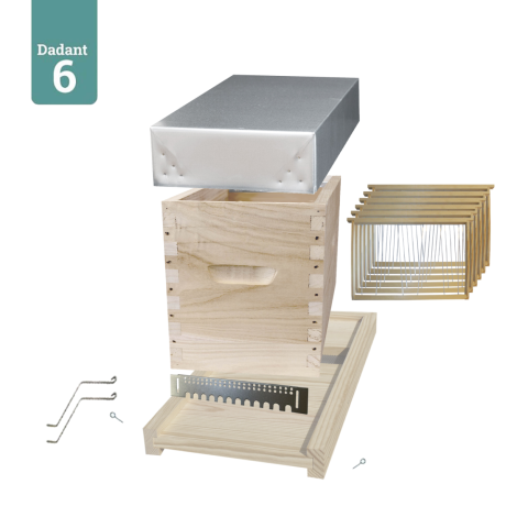 PACK Ruchette Dadant 6 GREENBEE en paulownia extralight, avec quincaillerie et cadres 15F42