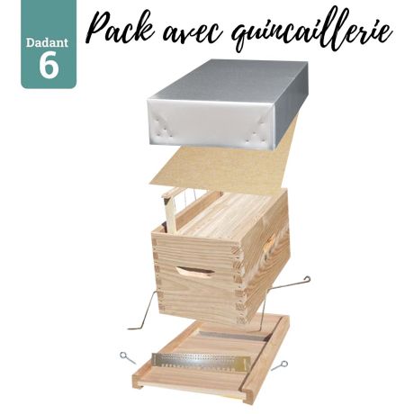 Ruchette Dadant 6 NATURAPI en pin maritime, avec quincaillerie et cadres 15F5
