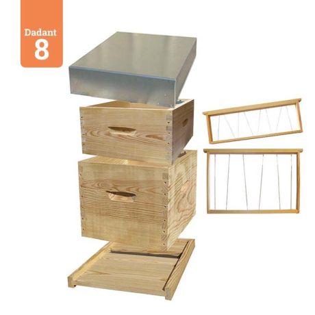 Ruche Dadant 8 NATURAPI en pin maritime avec hausse et cadres filés