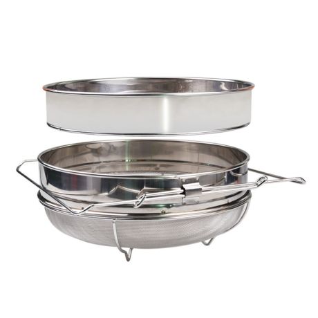 Passoire coulisse inox DOUBLE TAMIS GRAND DIAMETRE 320mm Passoire coulisse inox DOUBLE TAMIS GRAND DIAMETRE 320mm