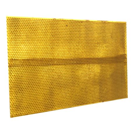 Feuille alvéolée jaune en plastique, pré-cirée, au format corps Dadant, la feuille