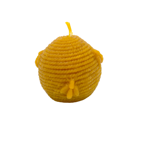 Bougie en cire d'abeille "Boule essaim" 65x70mm