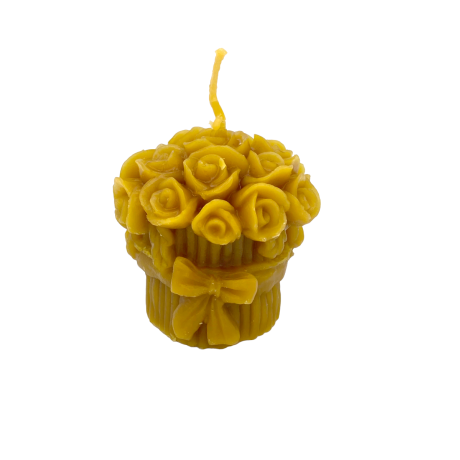 Bougie cire d'abeille "Bouquet de roses" 50x60mm