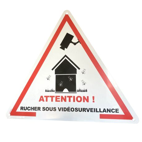 Panneau triangle "rucher sous vidéo surveillance"