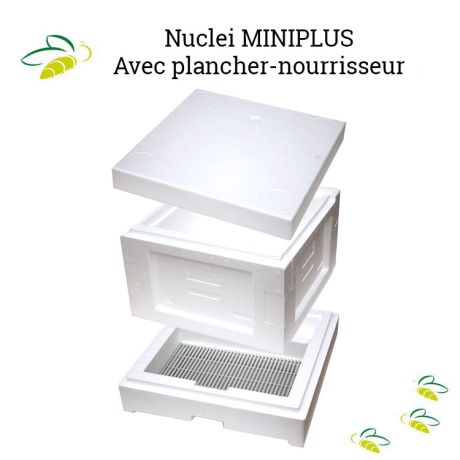 Nuclei Miniplus en polystyrène avec plancher-nourrisseur, corps et toit