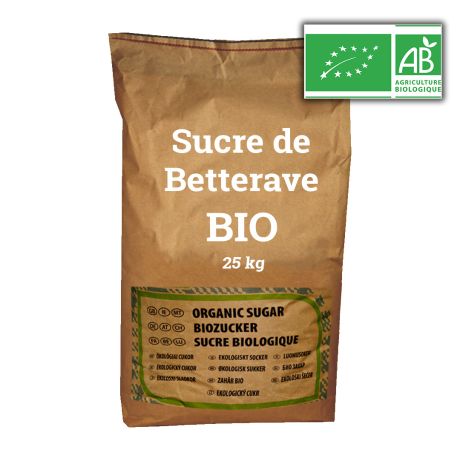 Sucre BIO blanc de betterave, LE SAC DE 25 Kg