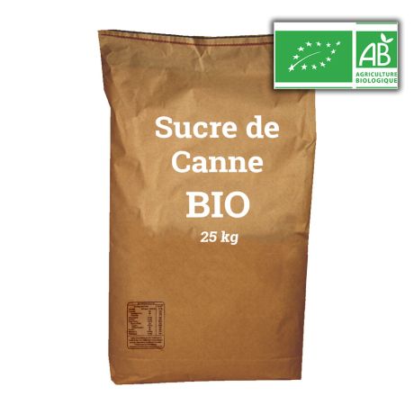 Sucre BIO de canne clair, LE SAC DE 25 Kg