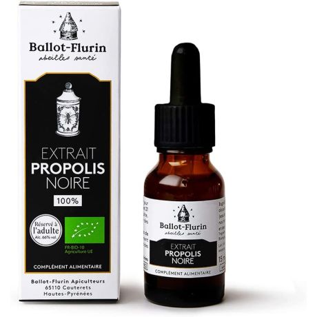 Extrait de propolis noire 100%, Ballot Flurin, le compte-goutte de 15ml