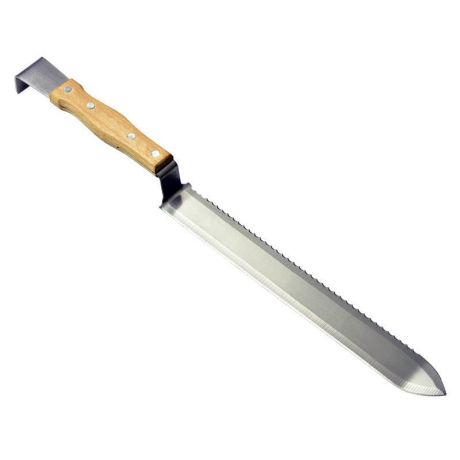 Couteau à désoperculer inox 28cm manche bois avec racloir