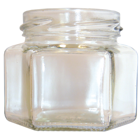 Pot en verre hexagonal 105ml TO53, LE PACK DE 12