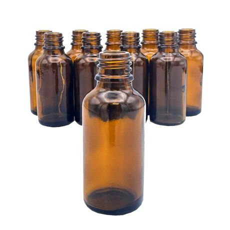 Flacon verre ambré 30ml TO18, LE SACHET DE 10