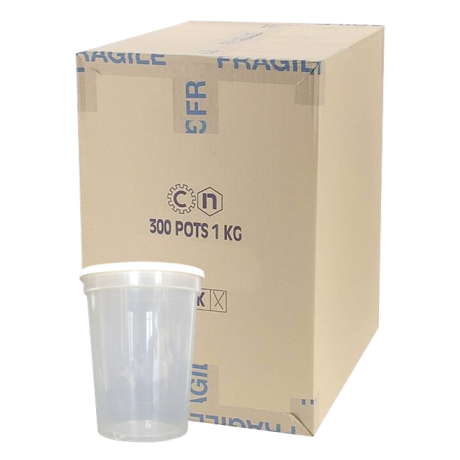 Pot plastique avec épaulement Nicot, 370 ml (500 g miel), LE CARTON DE 300