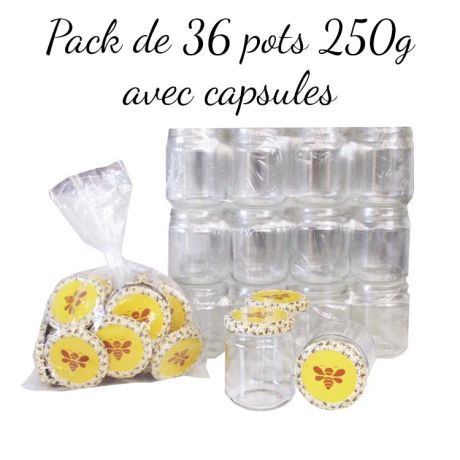 Pack de 36 pots en verre de 250g avec capsules "essaim"