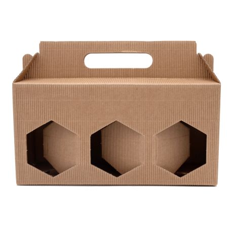 Présentoir en carton ondulé pour 3 pots de 385ml