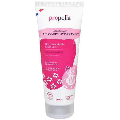 Lait hydratant pour le corps Miel, Cire & Aloe Vera, Propolia, le tube de 200ml