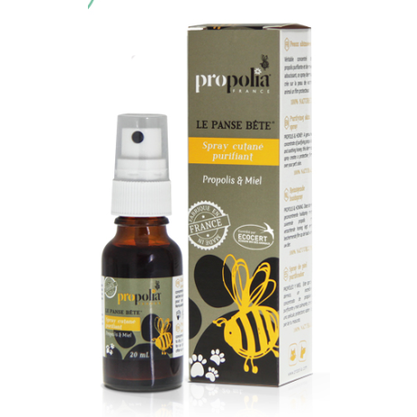 Spray cutané purifiant pour animaux, propolis et miel Propolia, le flacon de 20ml