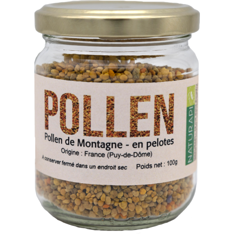 Pollen des fleurs de montagne d' Auvergne, le pot de 100g