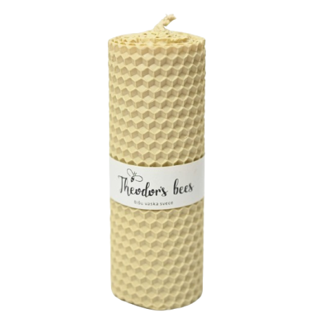 Bougie en cire d'abeille Ivoire cylindrique - Taille M 