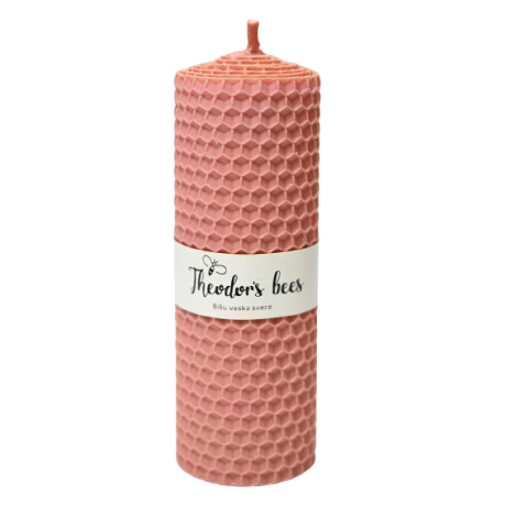 Bougie cylindrique Taille M en cire d'abeille Pêche