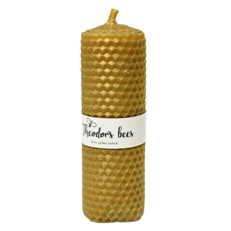 Bougie en cire d'abeille or cylindrique - Taille M 