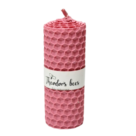 Bougie en cire d'abeille Rose cylindrique - MINI