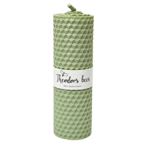 Bougie en cire d'abeille menthe poivrée cylindrique - Taille M 