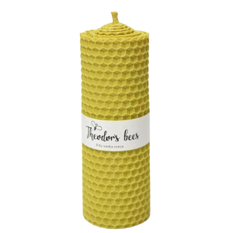 Bougie en cire d'abeille citron cylindrique - Taille M 