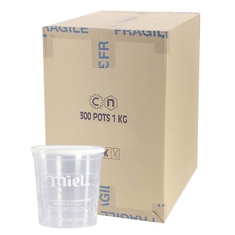 Pot plastique avec épaulement Nicot, 750 ml (1 kg miel), LE CARTON DE 300
