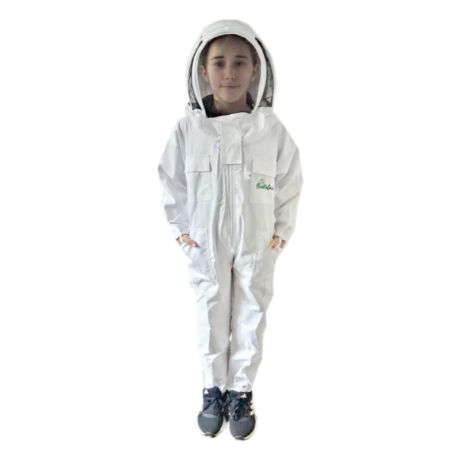 Combinaison d'apiculture AstroPro pour enfant, blanche avec voile astronaute